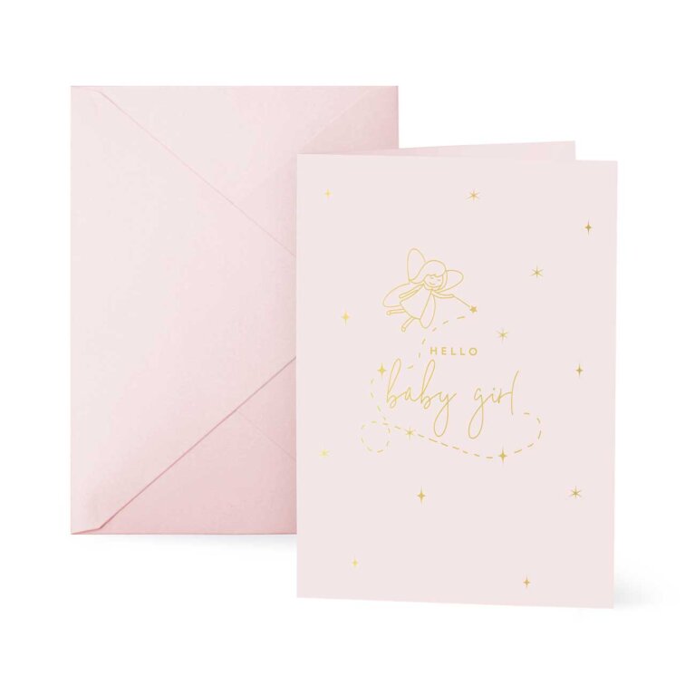 BABY GREETINGS CARD | HELLO LITTLE GIRL | A6 x6 - individual