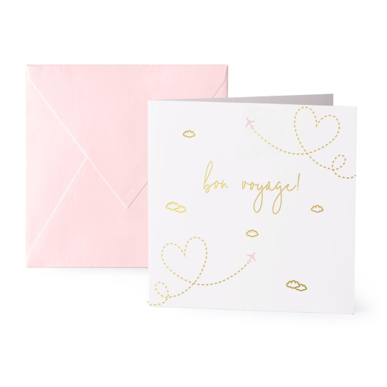 Square Greeting Cards 'Bon Voyage' Pack Of 6 