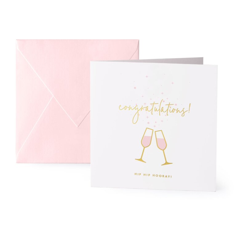 Square Greeting Cards 'Congratulations Hip Hip Hooray!' Pack of 6