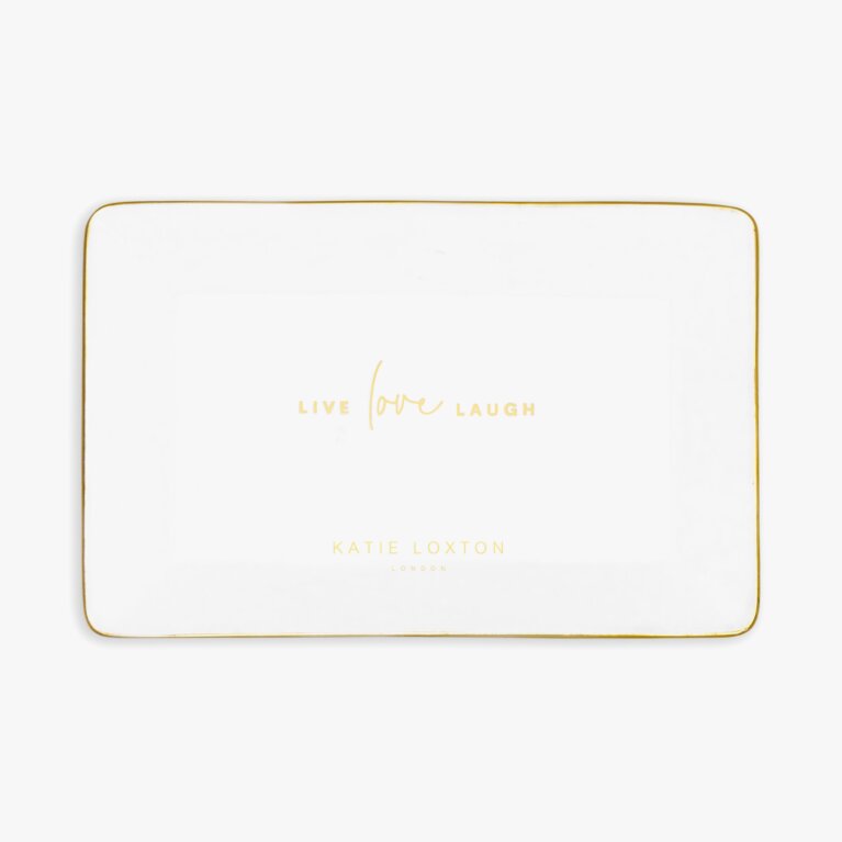 Rectangle Trinket Dish Live Laugh Love In White