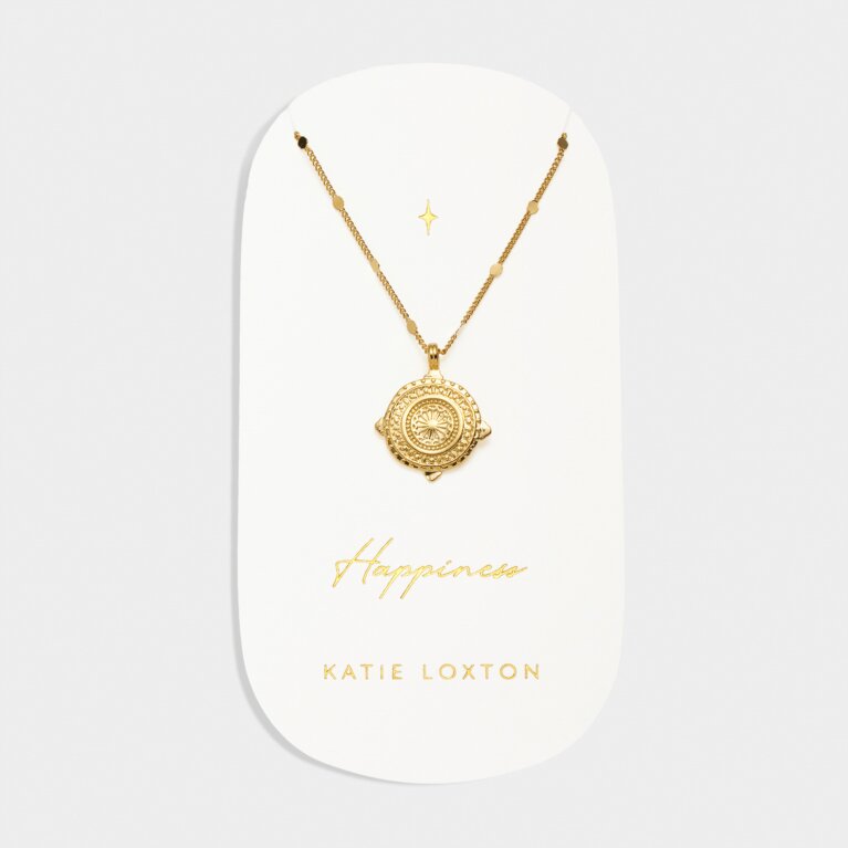'Happiness' Waterproof Gold Antique Coin Necklace