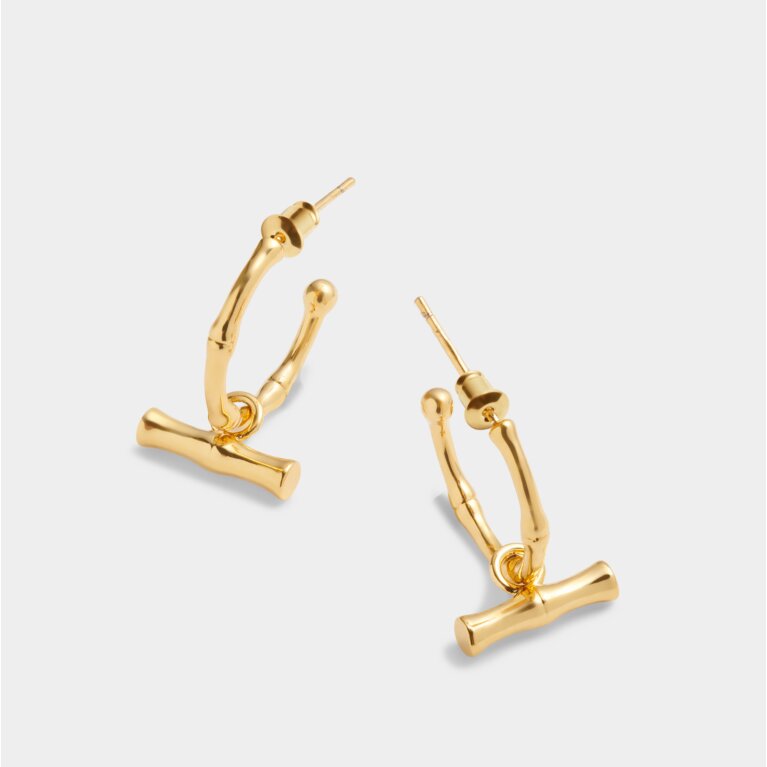 Bamboo Waterproof Gold Hoop Earrings