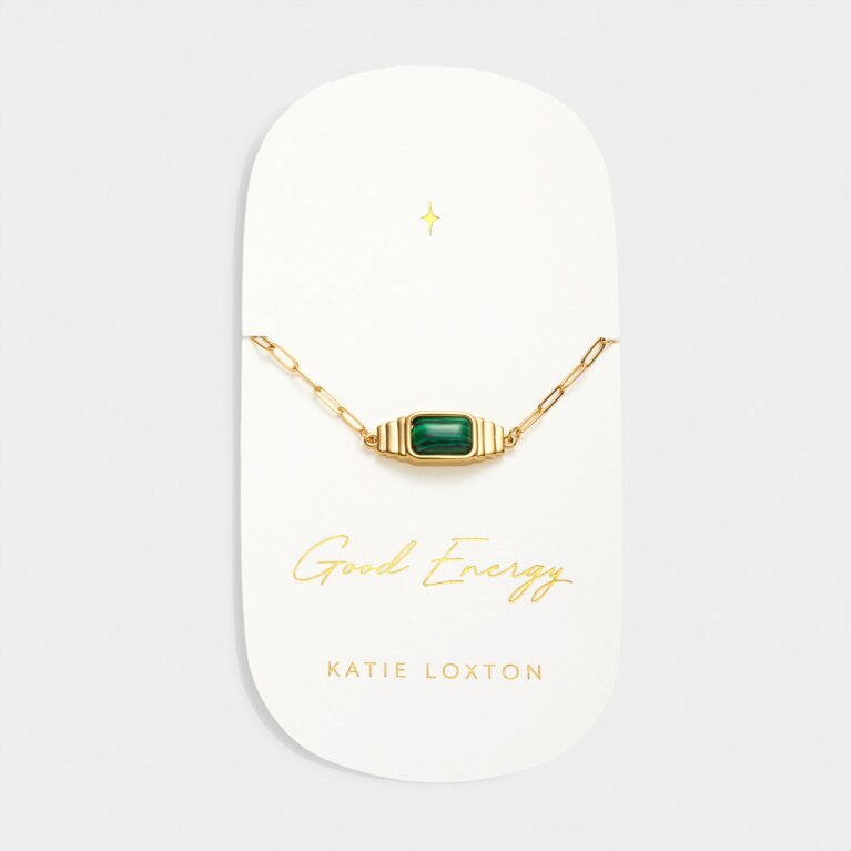 'Good Energy' Waterproof Gold Malachite Bracelet