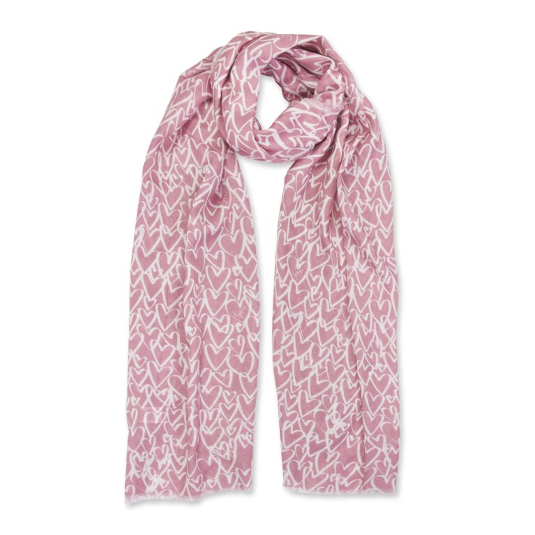Sentiment Scarf 'Love Love Love' In White And Dusty Pink