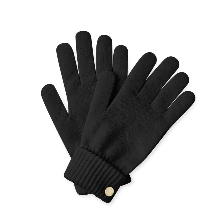 Chunky Knit Gloves in Black