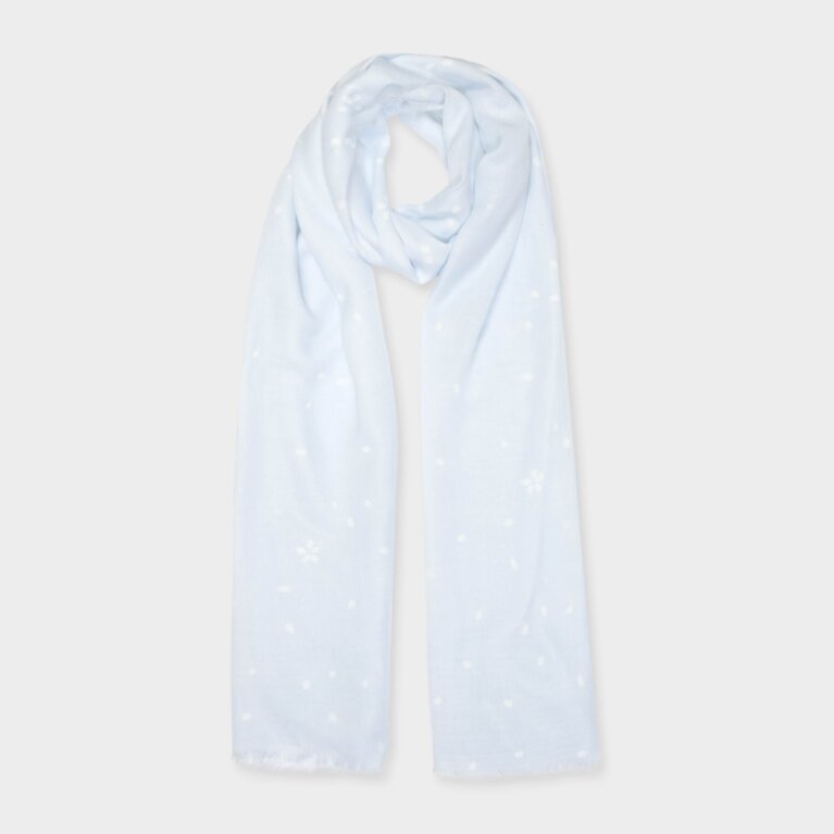 Printed Scarf Petal Print Blue And White