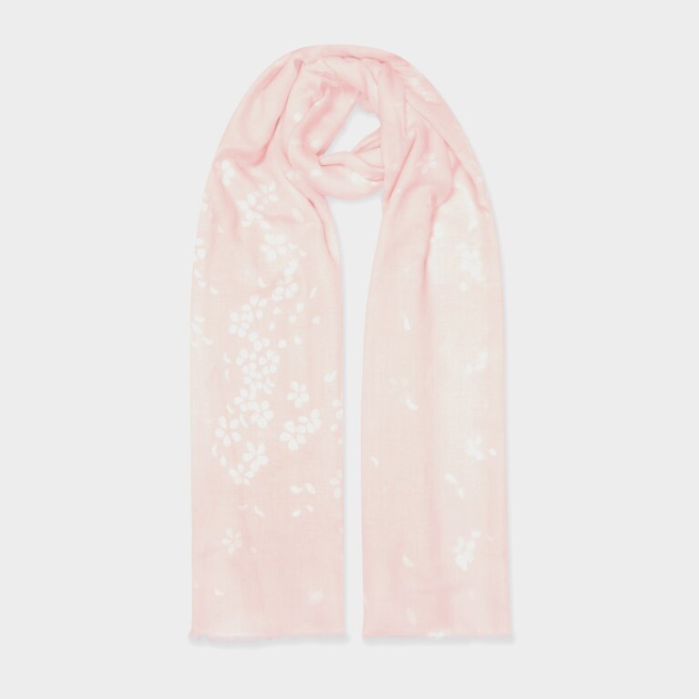Printed Scarf Petal Print in Blush Pink And White