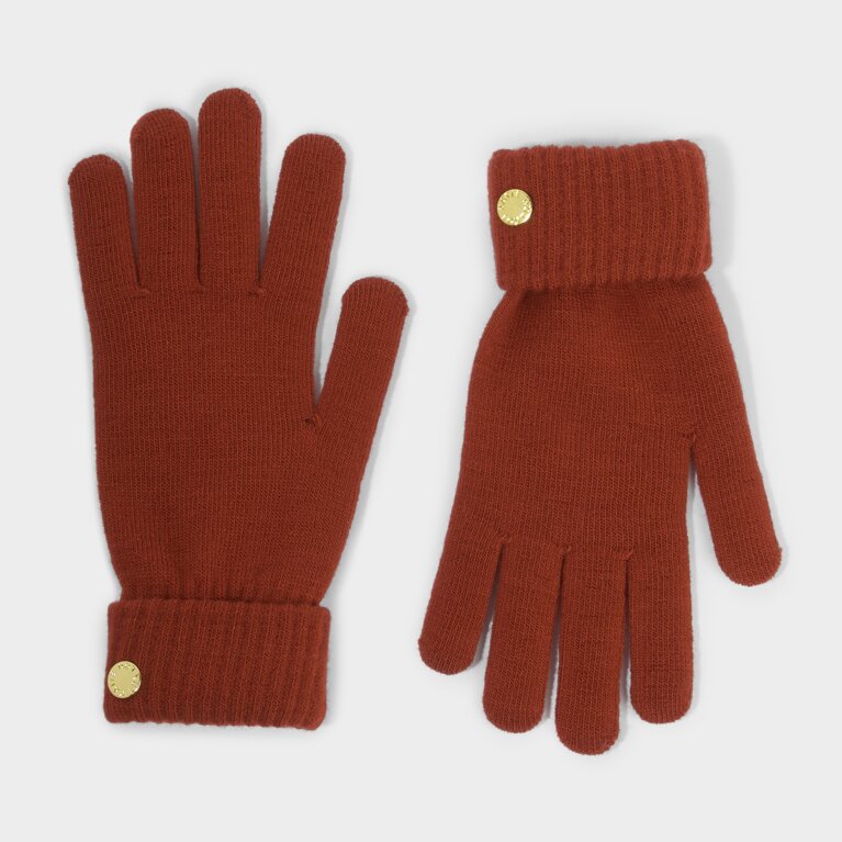 Chunky Knit Gloves in Red