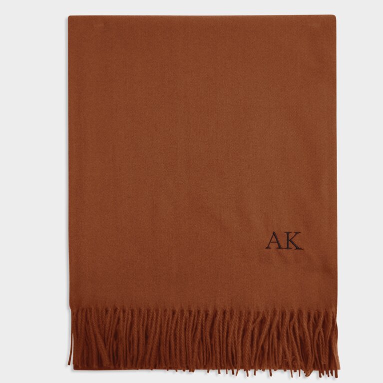 Thick Plain Scarf in Cognac