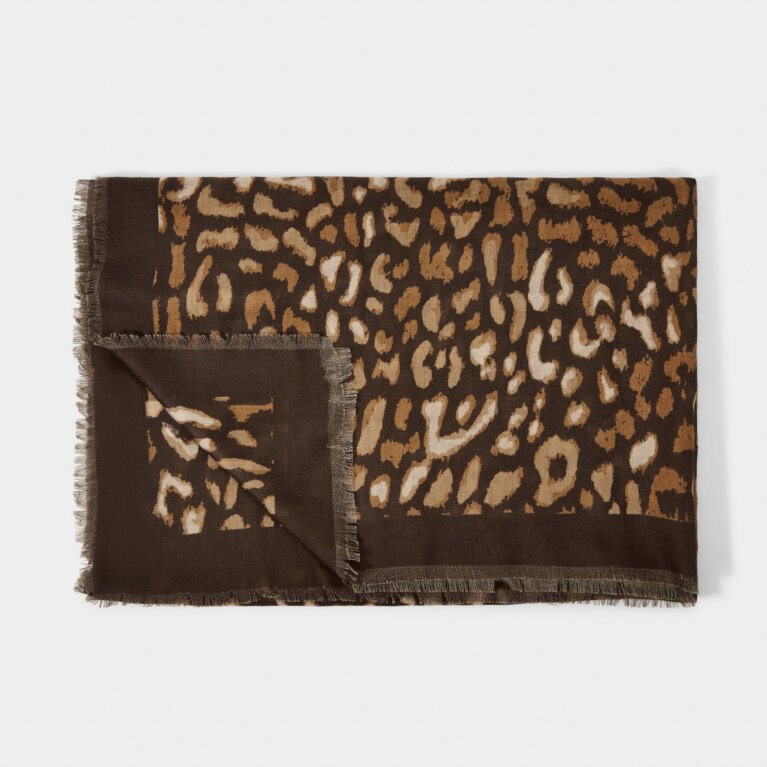 Outline Leopard Scarf in Brown