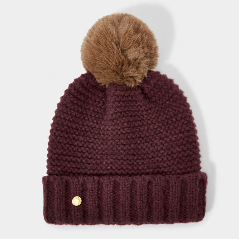 Chunky Knitted Hat in Plum