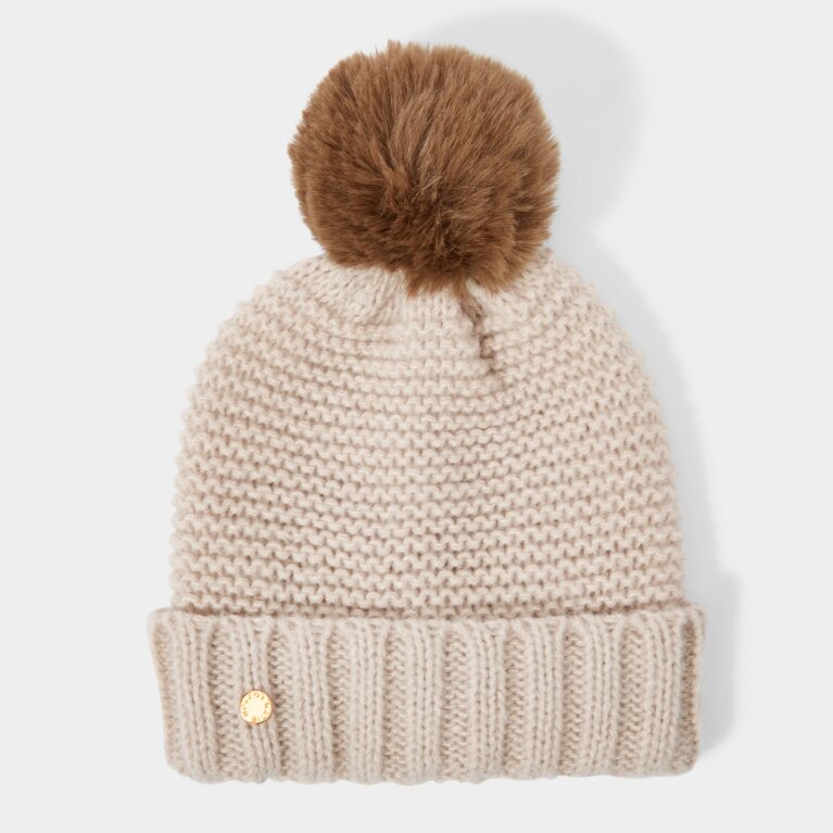 Chunky Knitted Hat in Light Taupe