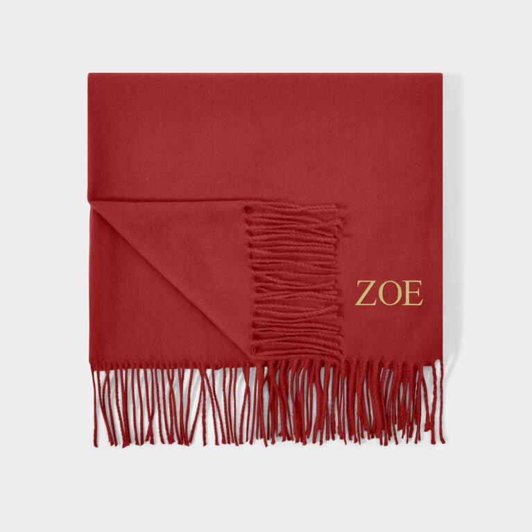 Fringed Blanket Scarf in Red