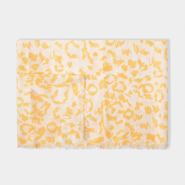 Leopard Scarf in White and Yellow