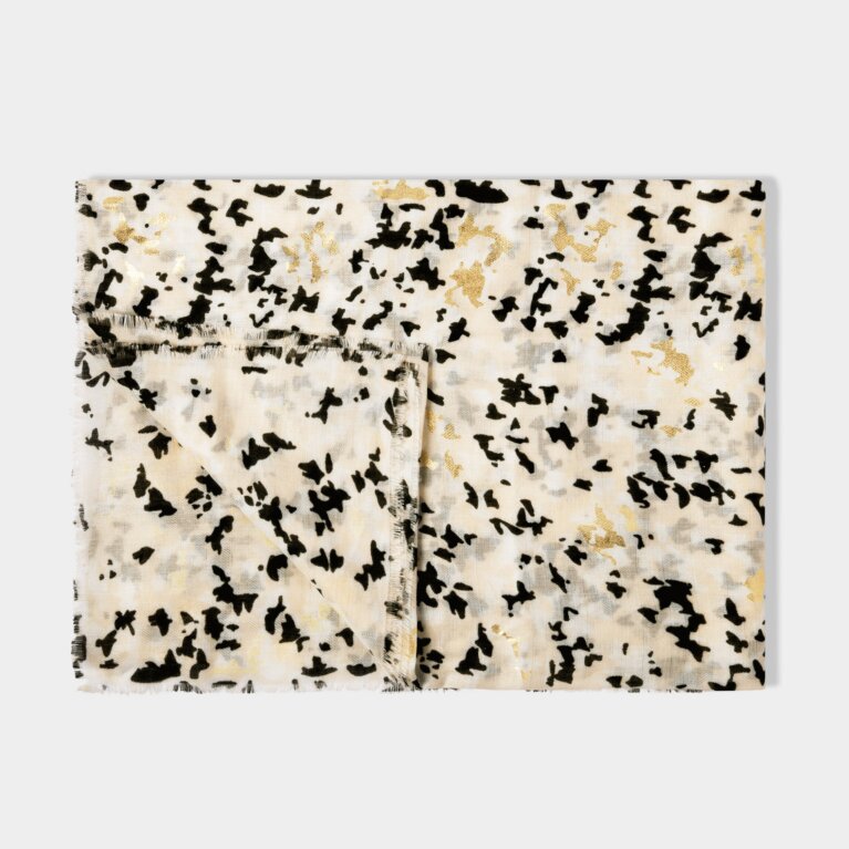 Abstract Bird Scarf in Off White and Gold