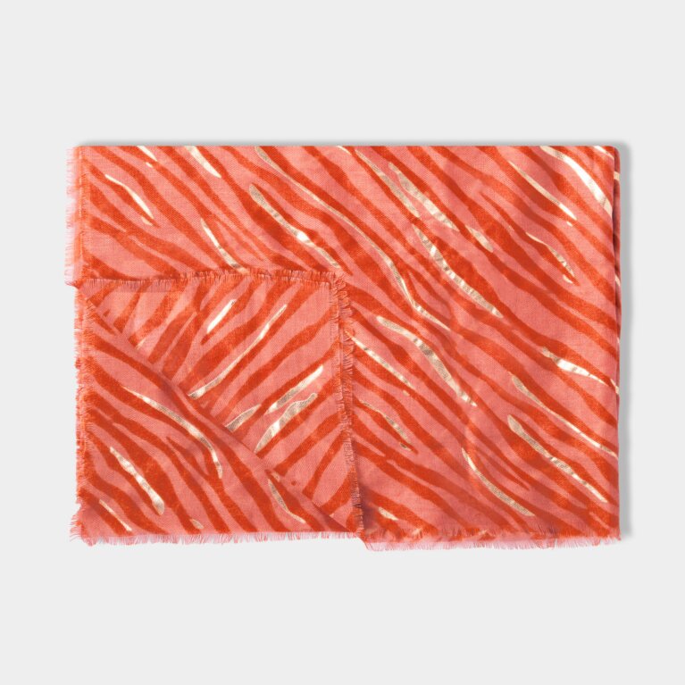 Zebra Scarf in Coral and Gold