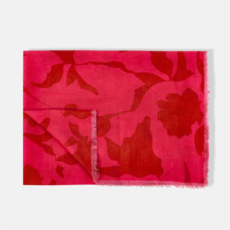 Abstract Flower Scarf In Fuchsia And Red