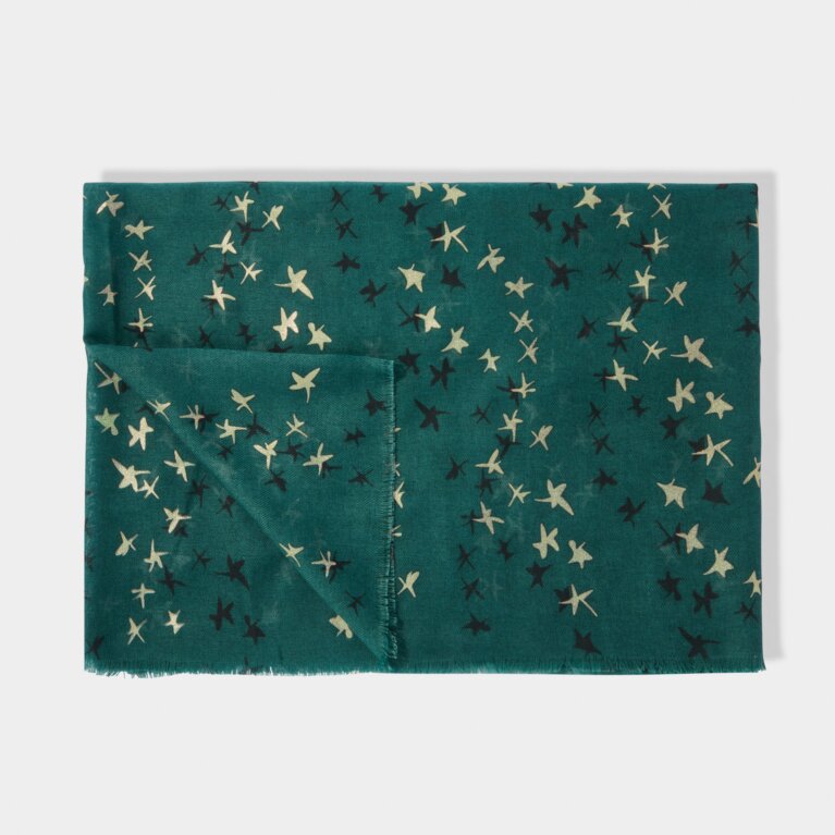 Star Metallic Scarf in Teal And Gold