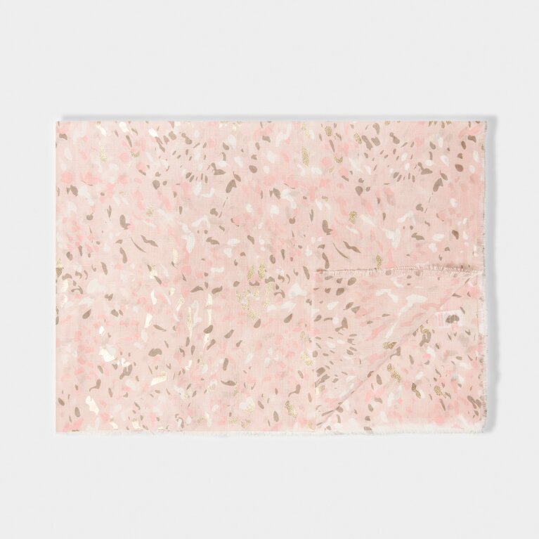 Terazzo Foil Printed Scarf in Pink And Gold