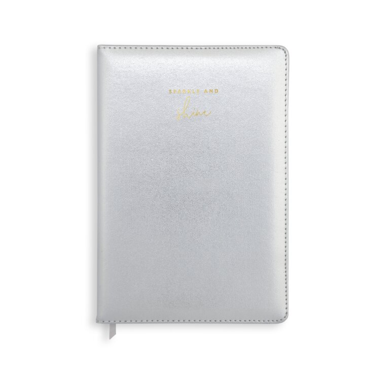 Pu Notebook 'Sparkle And Shine' In Metallic Silver