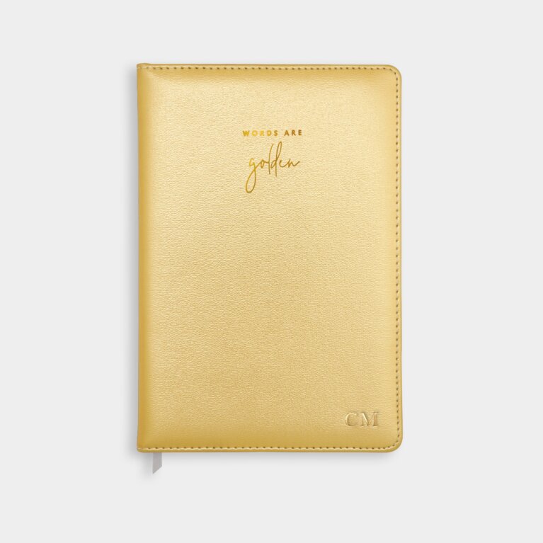 Pu Notebook Words Are Golden In  Metallic Gold