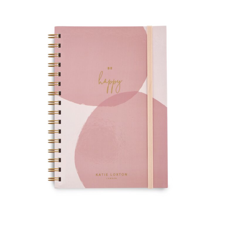 Spiral Notebook Be Happy Blush Pink