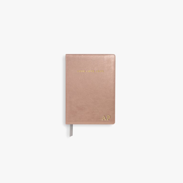 Mini Notebook 'Love Love Love' in Metallic Pink