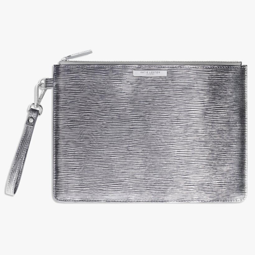 Zara Large Clutch Bag | Metallic Silver 