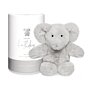 Elephant Baby Toy Happy Birthday in Grey