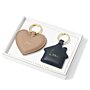 Beautifully Boxed Keyring Set 'Love And Home' in Soft Tan