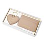 Heart Keyring And Card Holder Set 'Fabulous Friend' in Soft Tan