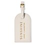 Sentiment Luggage Tag 'Sunshine, Love, Laughter' in Off White