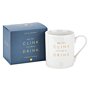 Porcelain Mug 'Pop, Fizz, Clink, It's Time To Drink' in White
