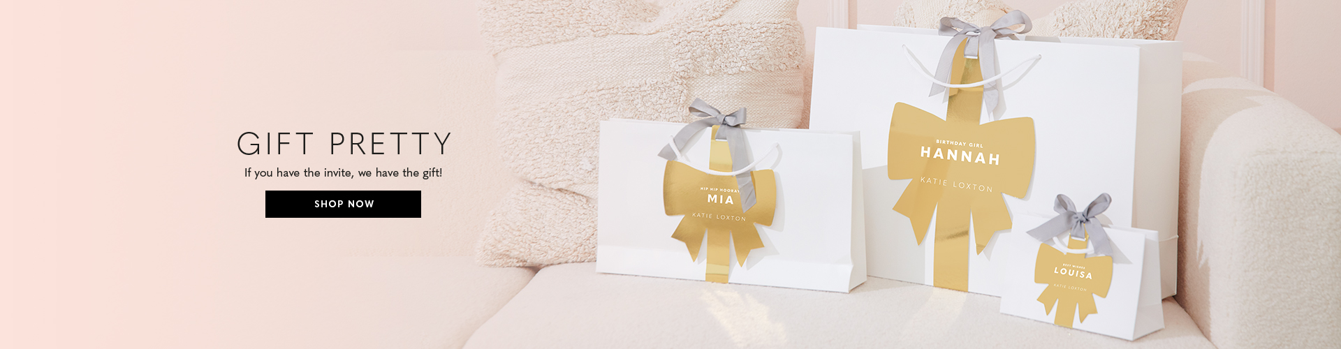 Katie Loxton Personalised Gold Bow Gift Bags