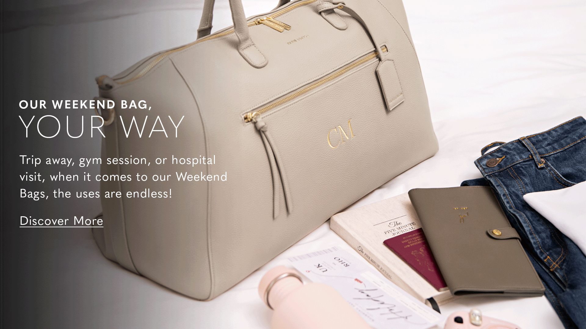 Katie Loxton Large Weekend Bag with Black Embroidered Initials. Discover all the uses for our bestselling Travel Bags.