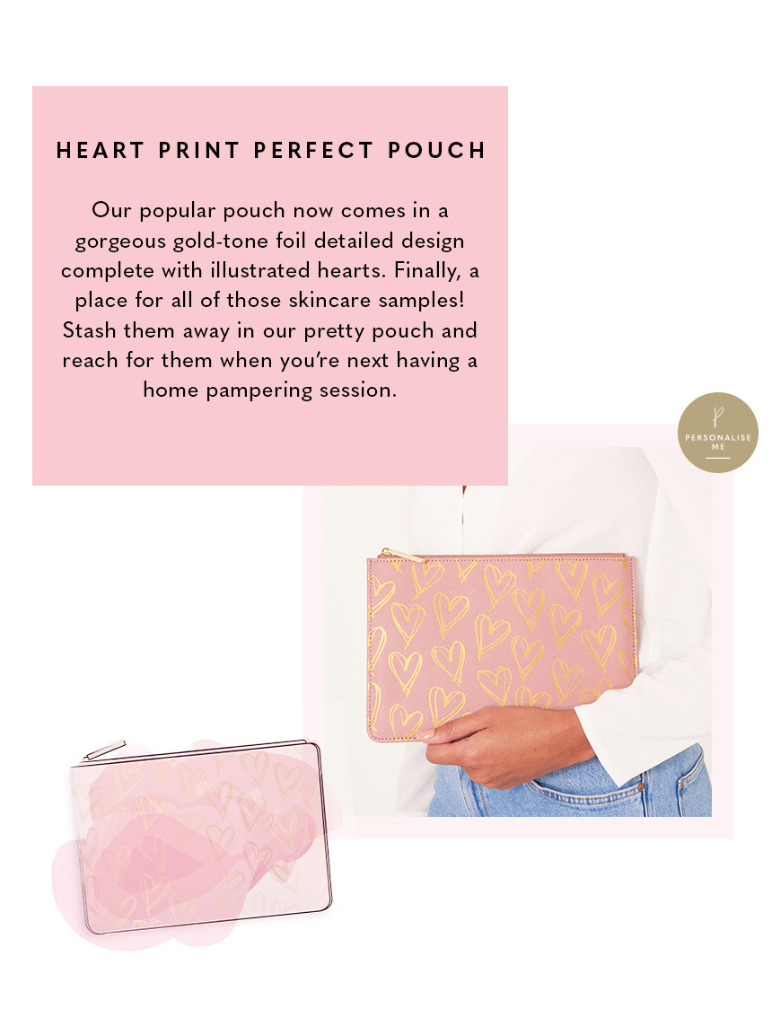 Pink Gold Heart Print Perfect Pouch 